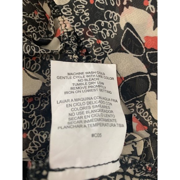 Lily Rose Sz MEDIUM Tunic Peplum Popover Black Scribble Floral Semi Sheer EUC - Picture 11 of 11